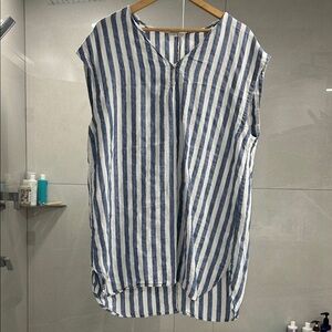 Blue and White Striped beach cover up